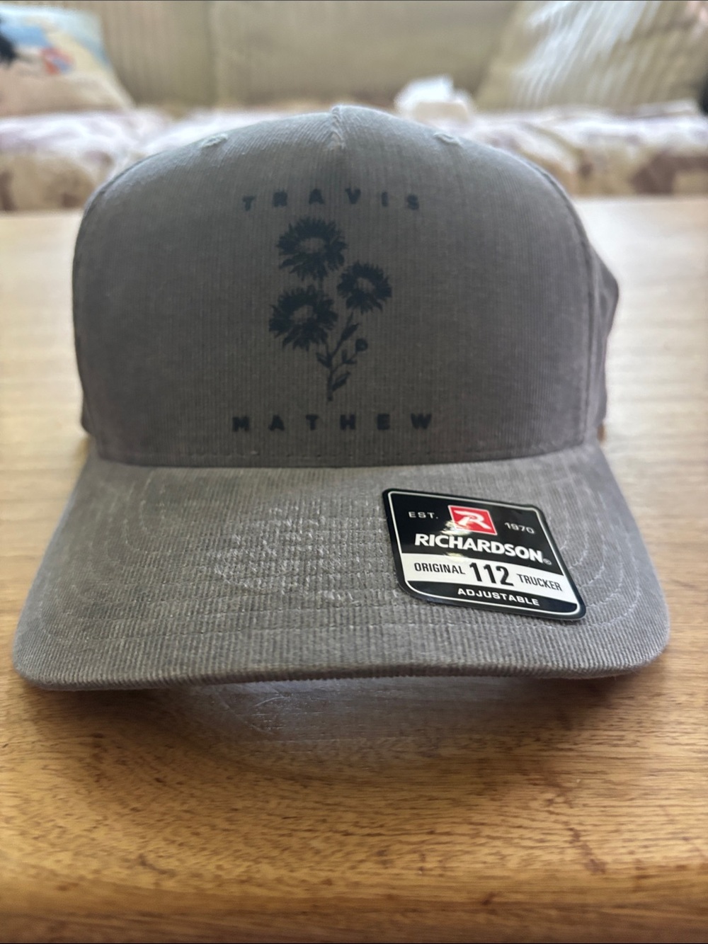 Travis Mathew Olive Gray Floral Richardson 112 Trucker Hat